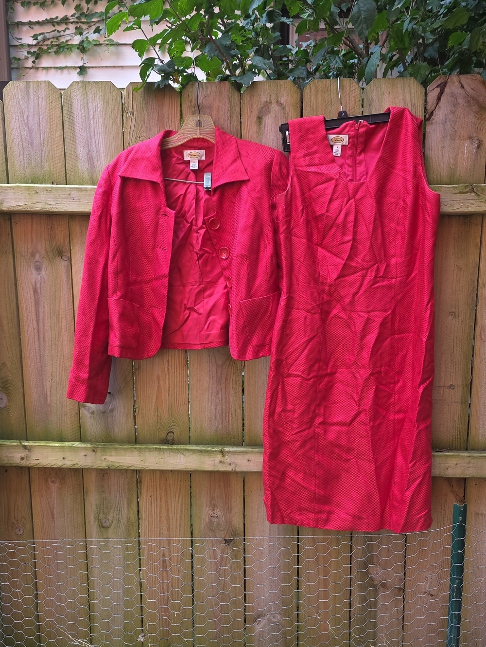Talbots Vibrant Red Pencil Skirt and Matching Jacket Set